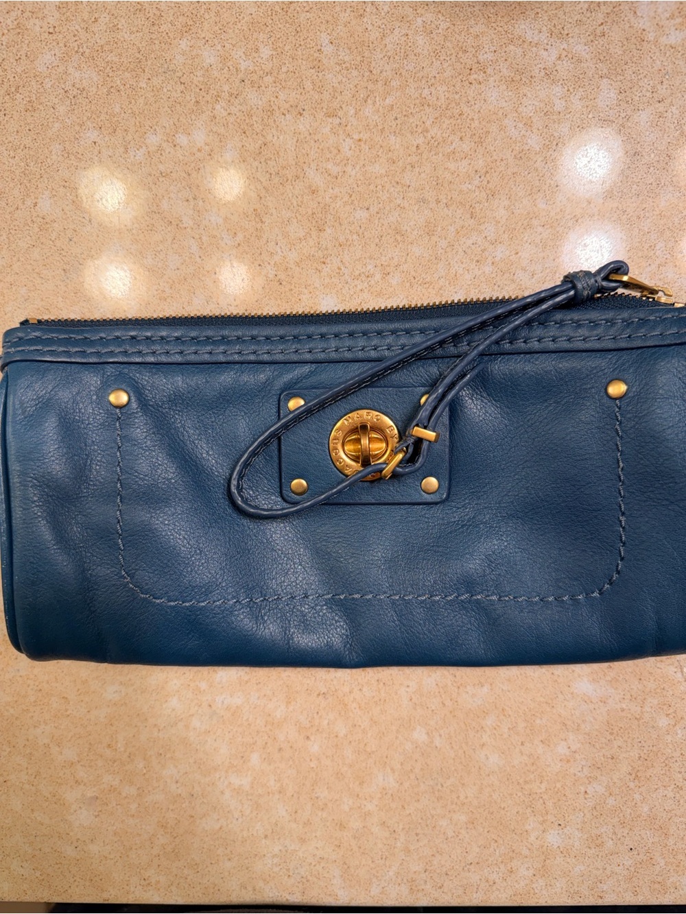 Marc Jacobs Blue Leather Wristlet Clutch with Gold Hardware - Picture 9 of 9